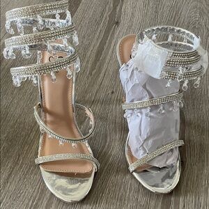 Windsor Silver Crystal-Drop Strappy High Heels